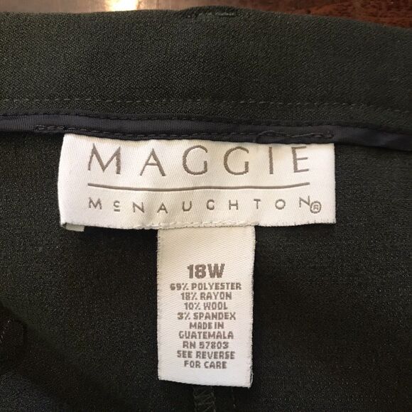 Vintage Maggie McNaughton Woman's Midi Green Skirt Side Pockets Long Slit 18W - Picture 12 of 16